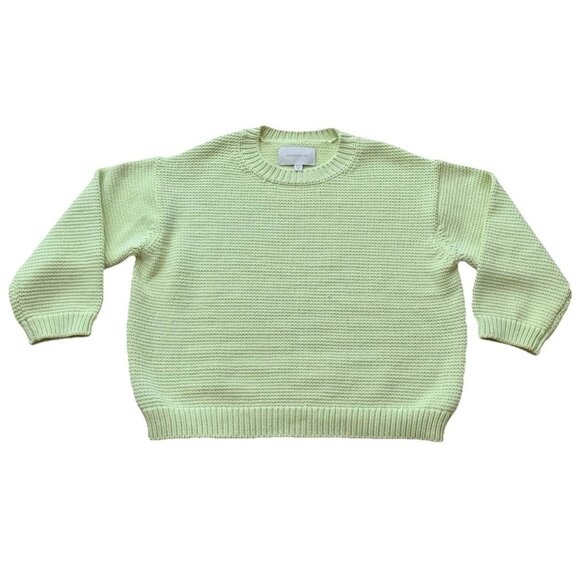Brochu Walker Pismo Chartreuse Cotton Blend Crewneck Sweater Size Medium - Picture 1 of 12